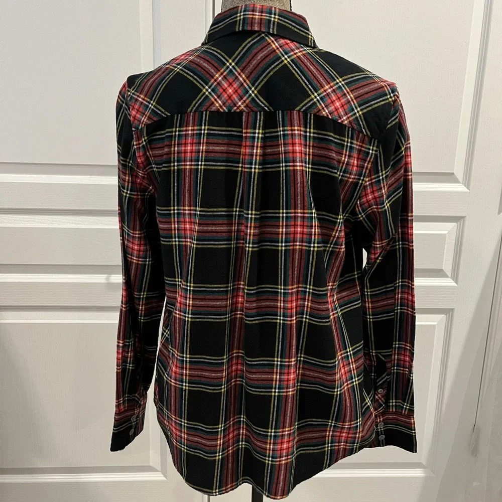 J. Crew Lightweight Flannel Black and Red Plaid Shirt - Picture 2 of 9